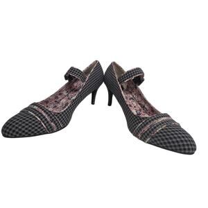 Women's 10 Joe Browns Pink Grey Heels Houndstooth UK GorpCore Unique CottageCore